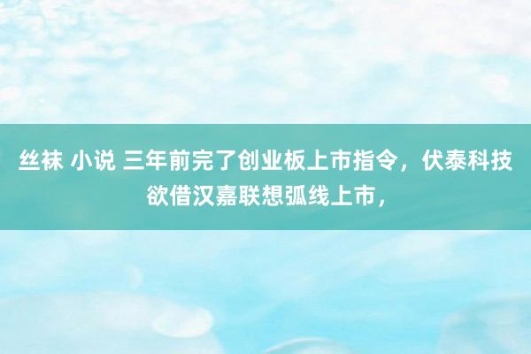 丝袜 小说 三年前完了创业板上市指令，伏泰科技欲借汉嘉联想弧线上市，