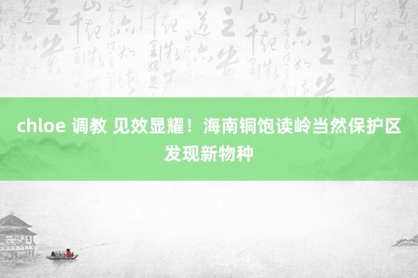 chloe 调教 见效显耀！海南铜饱读岭当然保护区发现新物种