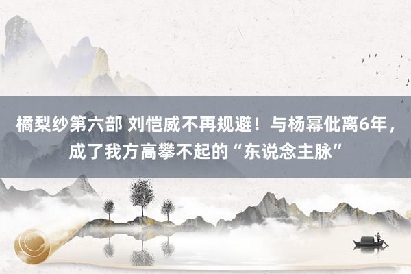 橘梨纱第六部 刘恺威不再规避！与杨幂仳离6年，成了我方高攀不起的“东说念主脉”