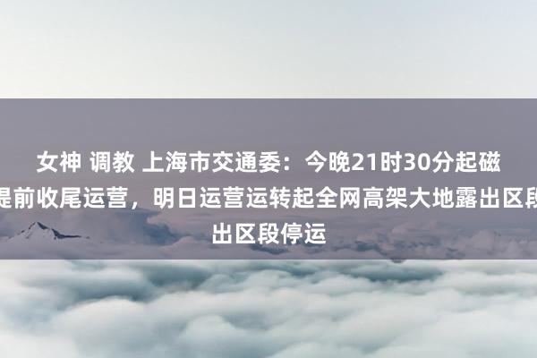 女神 调教 上海市交通委：今晚21时30分起磁浮线提前收尾运营，明日运营运转起全网高架大地露出区段停运