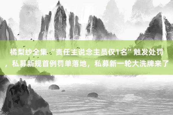 橘梨纱全集 “责任主说念主员仅1名”触发处罚，私募新规首例罚单落地，私募新一轮大洗牌来了