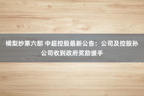 橘梨纱第六部 中超控股最新公告：公司及控股孙公司收到政府奖励援手