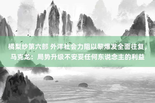 橘梨纱第六部 外洋社会力阻以黎爆发全面往复，马克龙：局势升级不安妥任何东说念主的利益