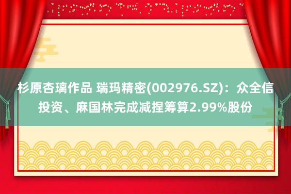 杉原杏璃作品 瑞玛精密(002976.SZ)：众全信投资、麻国林完成减捏筹算2.99%股份