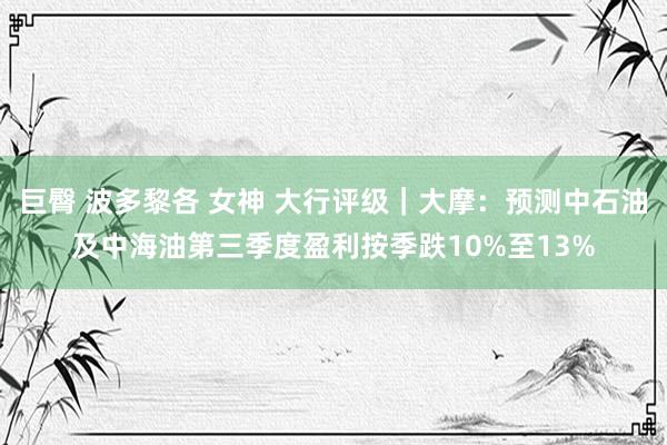 巨臀 波多黎各 女神 大行评级｜大摩：预测中石油及中海油第三季度盈利按季跌10%至13%