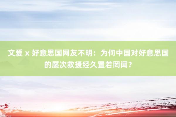 文爱 x 好意思国网友不明：为何中国对好意思国的屡次救援经久置若罔闻？