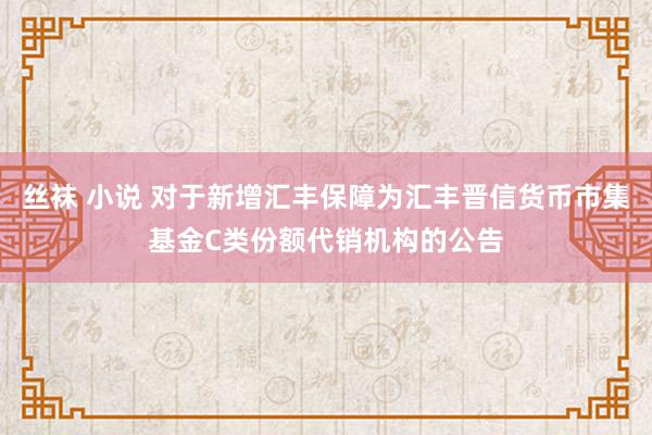 丝袜 小说 对于新增汇丰保障为汇丰晋信货币市集基金C类份额代销机构的公告