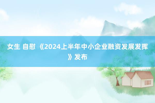 女生 自慰 《2024上半年中小企业融资发展发挥》发布