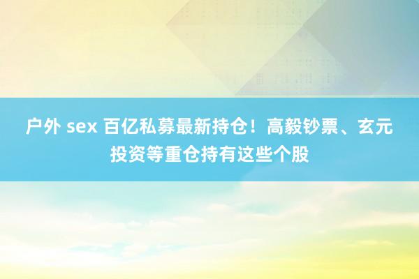 户外 sex 百亿私募最新持仓！高毅钞票、玄元投资等重仓持有这些个股