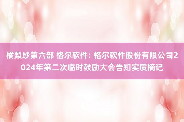 橘梨纱第六部 格尔软件: 格尔软件股份有限公司2024年第二次临时鼓励大会告知实质摘记