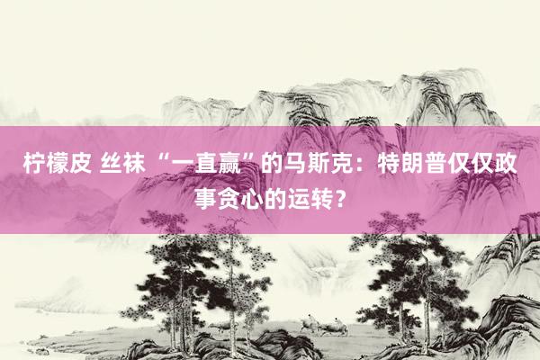 柠檬皮 丝袜 “一直赢”的马斯克：特朗普仅仅政事贪心的运转？