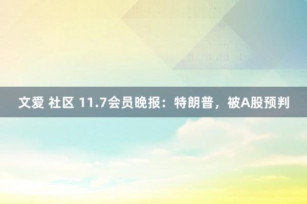 文爱 社区 11.7会员晚报：特朗普，被A股预判