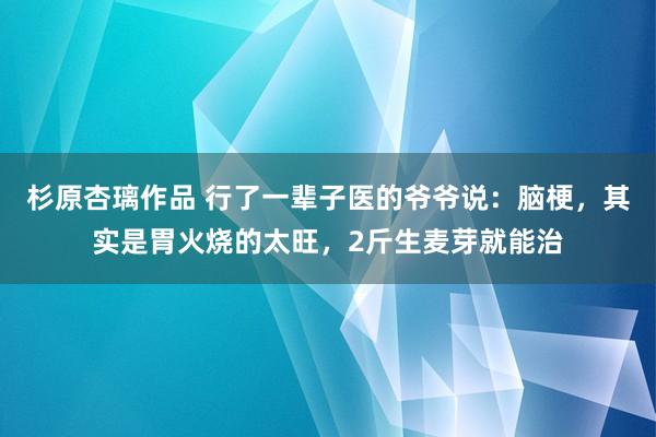 杉原杏璃作品 行了一辈子医的爷爷说：脑梗，其实是胃火烧的太旺，2斤生麦芽就能治