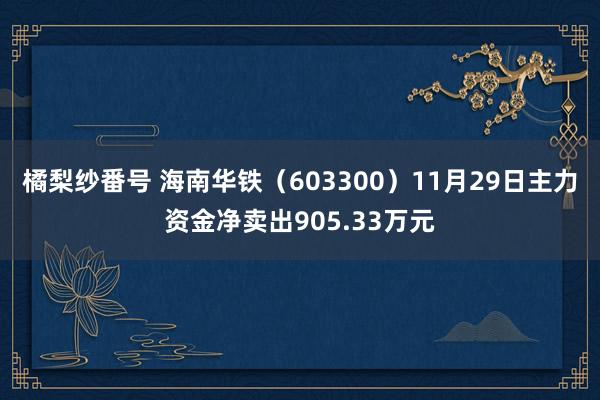 橘梨纱番号 海南华铁（603300）11月29日主力资金净卖出905.33万元