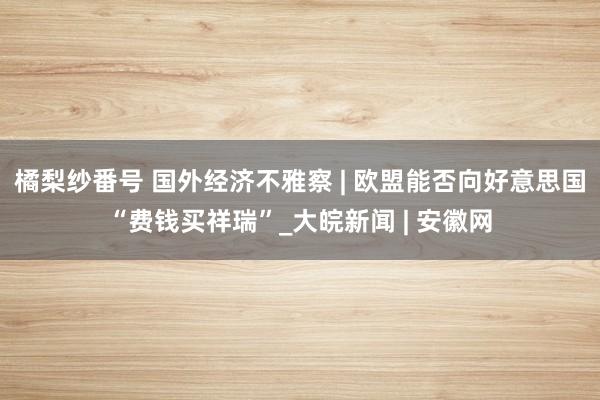 橘梨纱番号 国外经济不雅察 | 欧盟能否向好意思国“费钱买祥瑞”_大皖新闻 | 安徽网