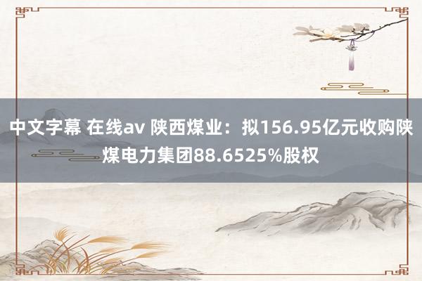 中文字幕 在线av 陕西煤业：拟156.95亿元收购陕煤电力集团88.6525%股权