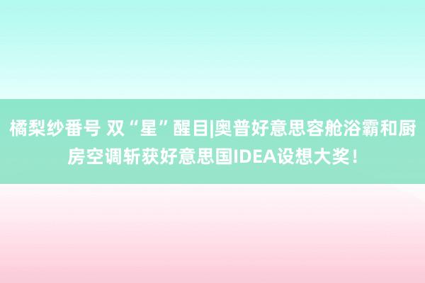 橘梨纱番号 双“星”醒目|奥普好意思容舱浴霸和厨房空调斩获好意思国IDEA设想大奖！