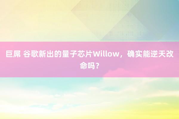 巨屌 谷歌新出的量子芯片Willow，确实能逆天改命吗？