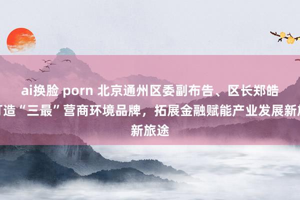 ai换脸 porn 北京通州区委副布告、区长郑皓：打造“三最”营商环境品牌，拓展金融赋能产业发展新旅途