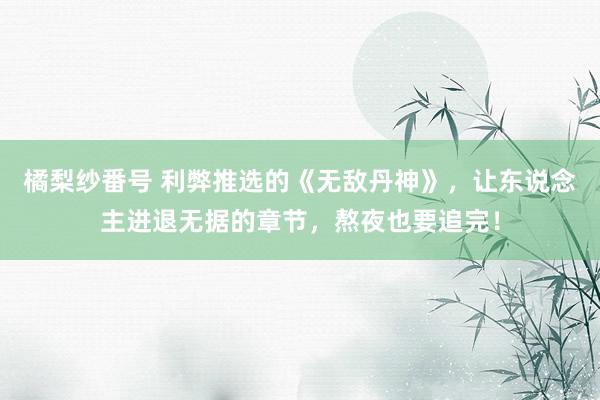 橘梨纱番号 利弊推选的《无敌丹神》，让东说念主进退无据的章节，熬夜也要追完！