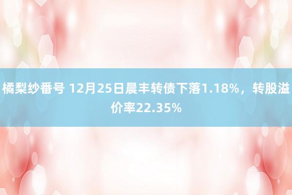 橘梨纱番号 12月25日晨丰转债下落1.18%，转股溢价率22.35%