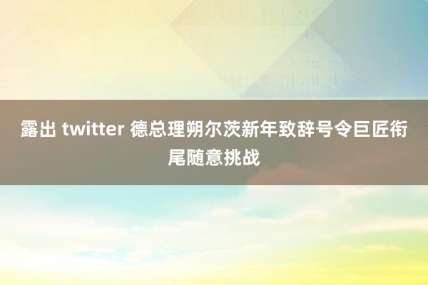 露出 twitter 德总理朔尔茨新年致辞号令巨匠衔尾随意挑战