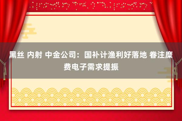 黑丝 内射 中金公司：国补计渔利好落地 眷注糜费电子需求提振