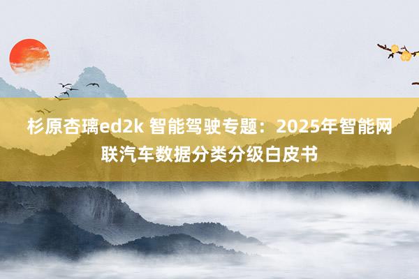 杉原杏璃ed2k 智能驾驶专题：2025年智能网联汽车数据分类分级白皮书