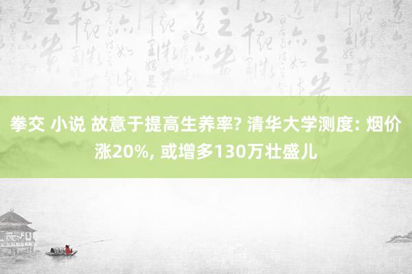 拳交 小说 故意于提高生养率? 清华大学测度: 烟价涨20%， 或增多130万壮盛儿