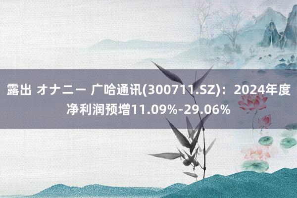 露出 オナニー 广哈通讯(300711.SZ)：2024年度净利润预增11.09%-29.06%